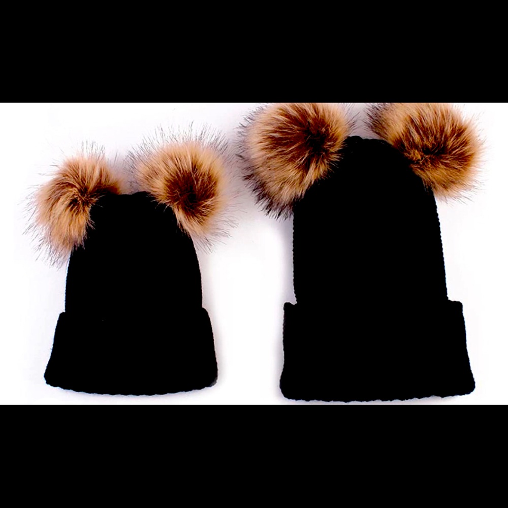 Matching Mom and Baby pompon winter hat